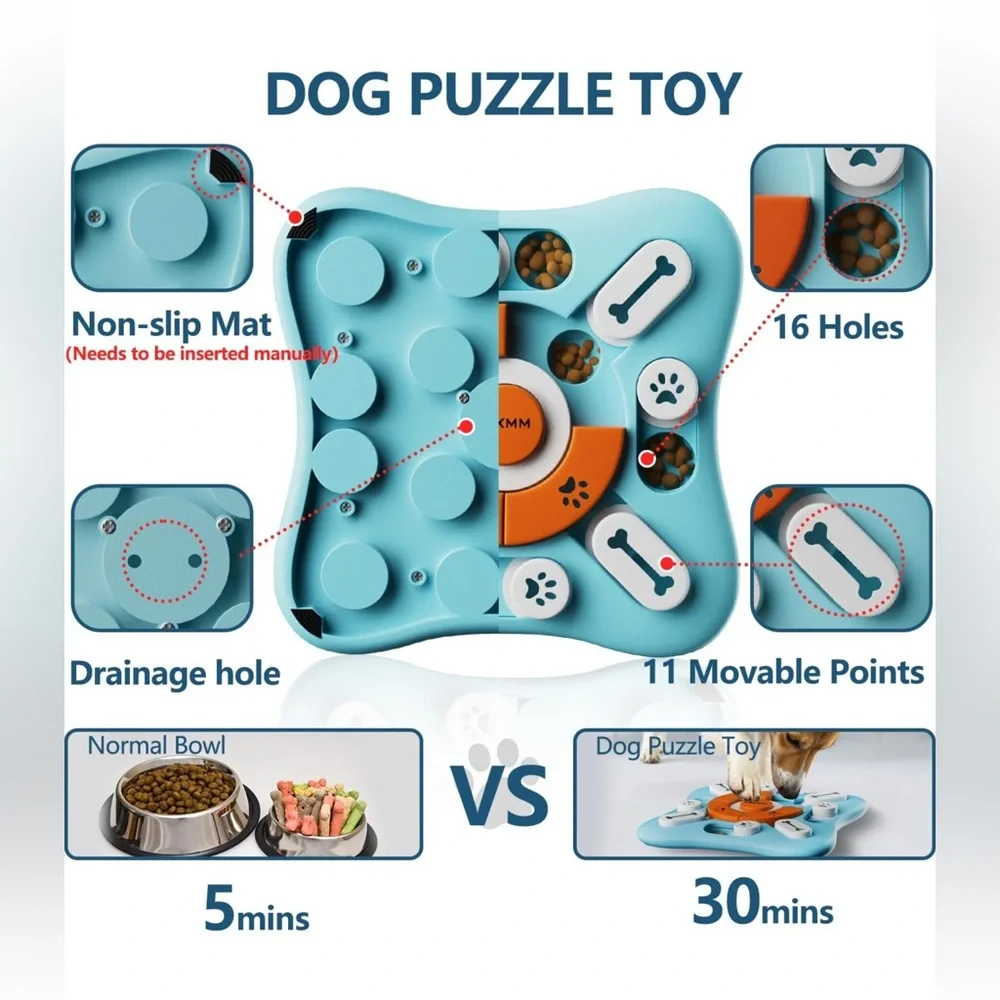 FOXMM Interactive Dog Puzzle Toy Treat Dispenser IQ Training Slow Feeder 10”